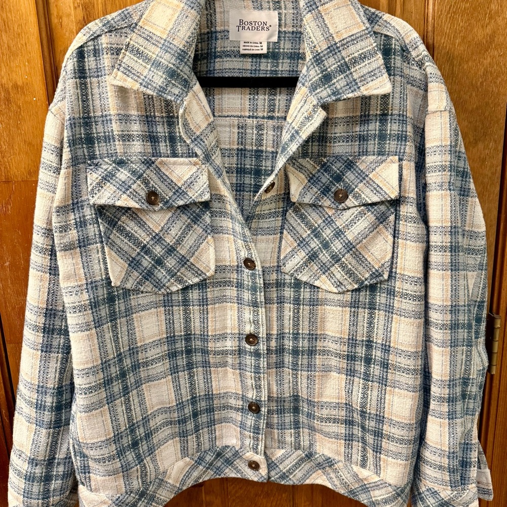 Boston Traders Blue and Cream Plaid Women's Jacket